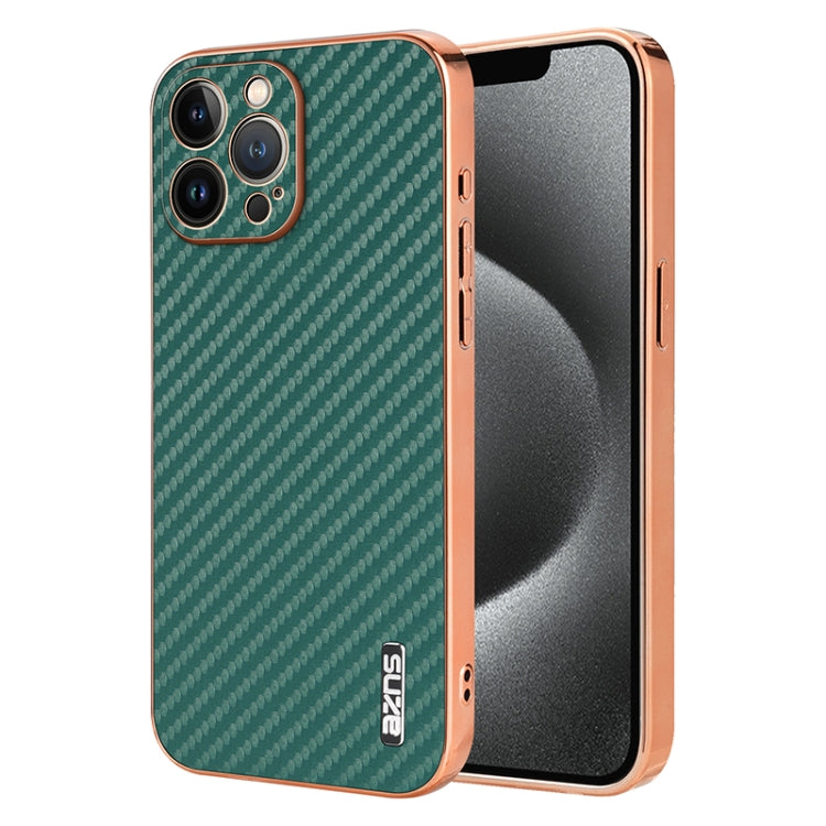 AZNS Electroplated Edge Carbon Fiber Texture Phone Case, Series 1