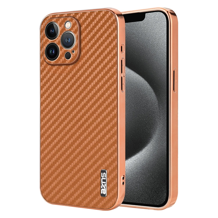 AZNS Electroplated Edge Carbon Fiber Texture Phone Case, Series 1