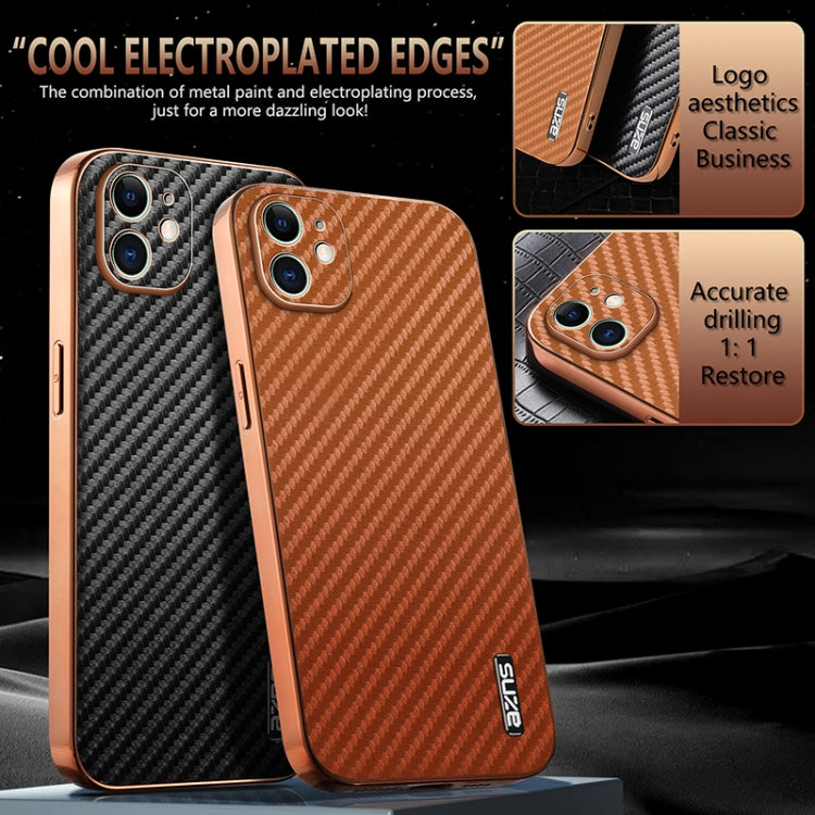 AZNS Electroplated Edge Carbon Fiber Texture Phone Case, Series 1