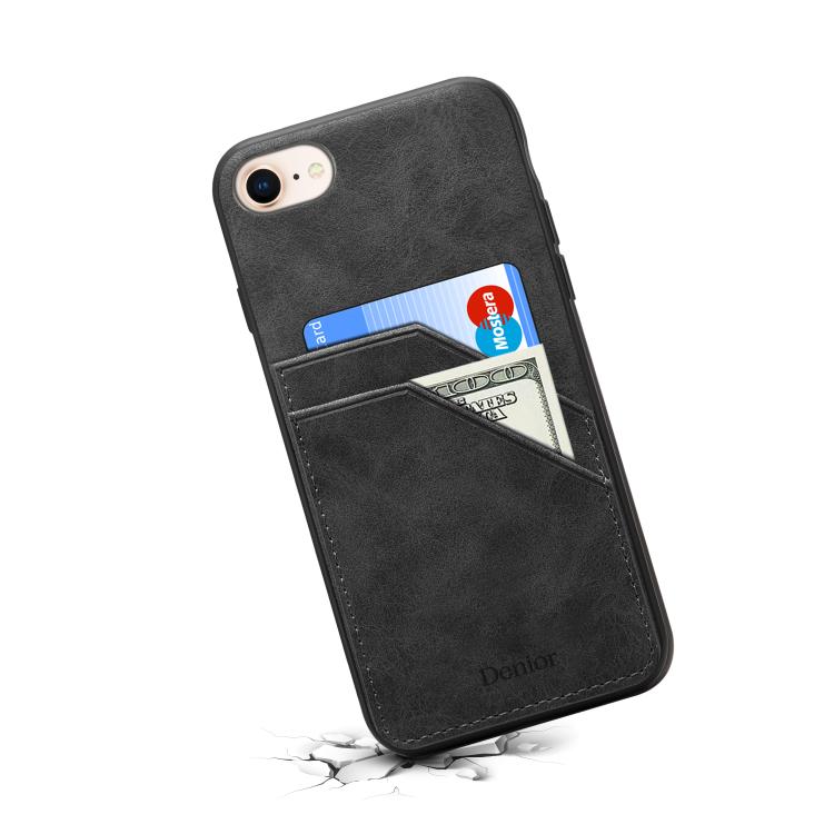 Denior D09 PU Dual Card Slot Back Cover Phone Case, For iPhone 16e, For iPhone 16 Pro Max, For iPhone 16 Pro, For iPhone 16 Plus, For iPhone 16