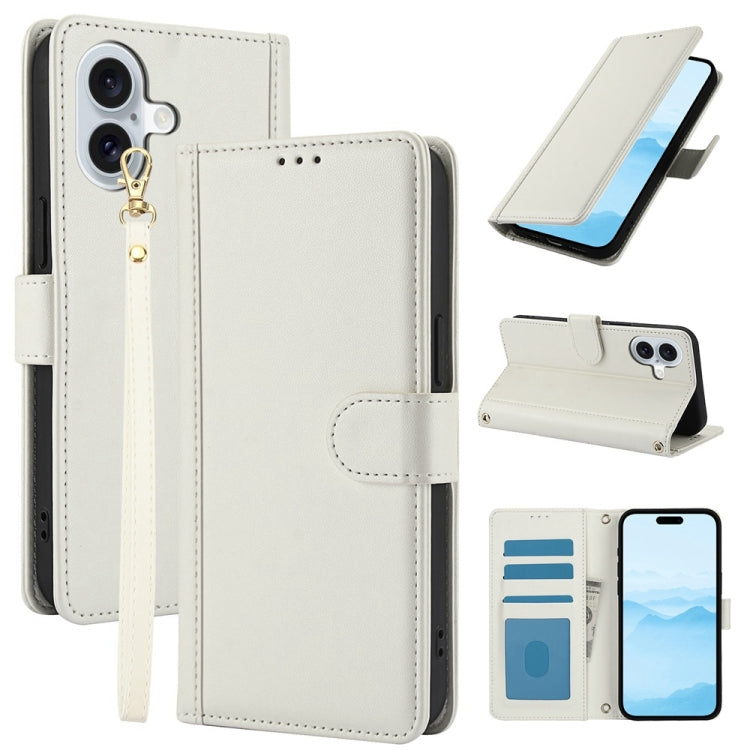 Skin Feel Pure Color Card Slots Leather Phone Case with Dual Lanyard, Series 1