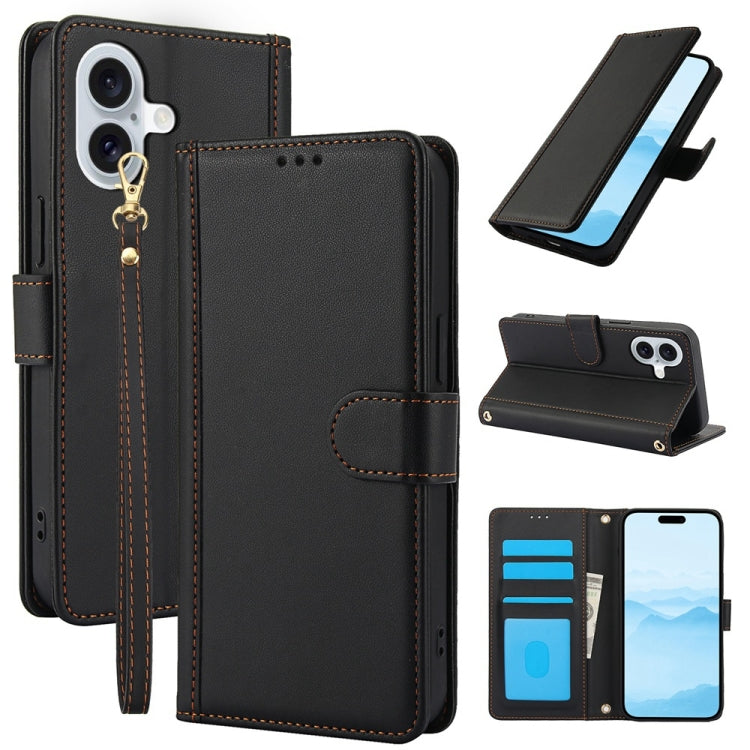 Skin Feel Pure Color Card Slots Leather Phone Case with Dual Lanyard, Series 1