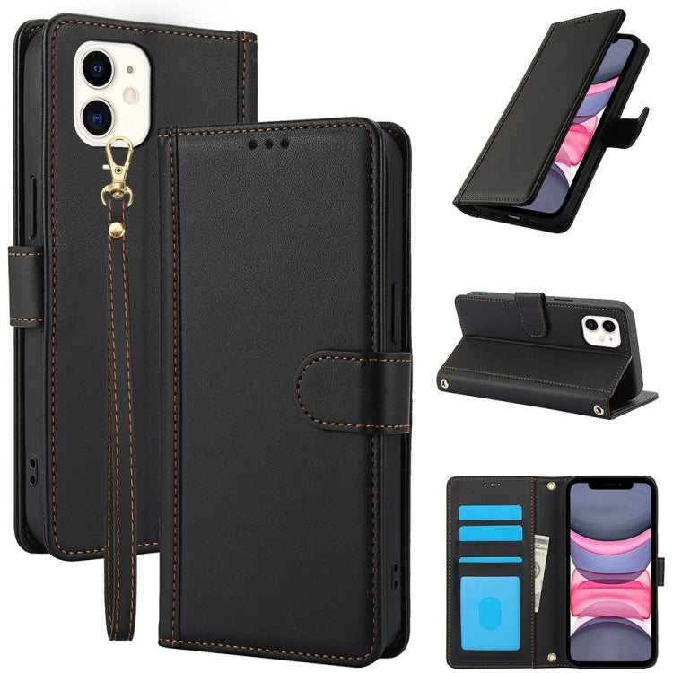 Skin Feel Pure Color Card Slots Leather Phone Case with Dual Lanyard, Series 1