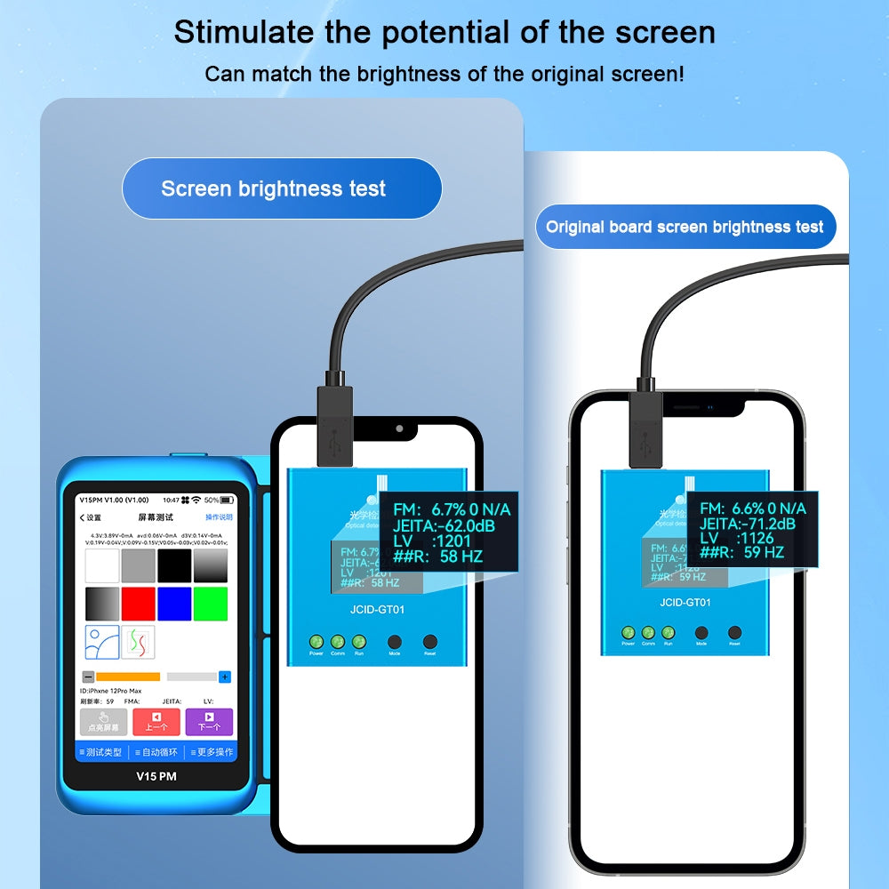 JC JCID V15 V15PM Professional Screen Tester for X-15PM Android MIPI EDP Screen MONO Image Grayscale Touch FunctionTester