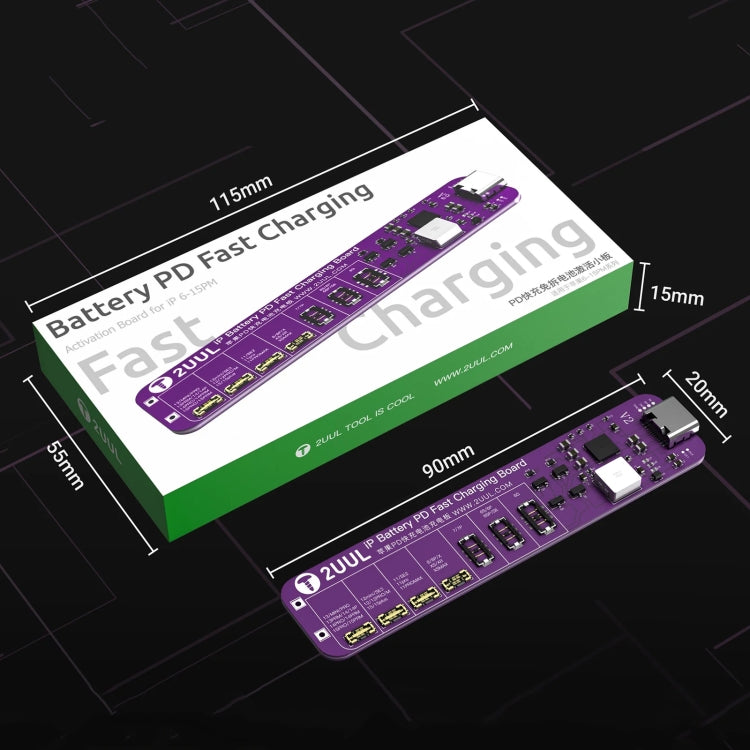 2UUL BT01 PD Fast Charging No-Disassembly Battery Activation Board for iPhone 6 to 15 Pro Max