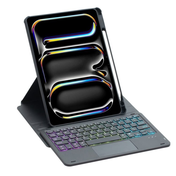 L13-AS 360 Rotation Acrylic Transparent Bluetooth Keyboard Leather Case With Touch Control / Backlight