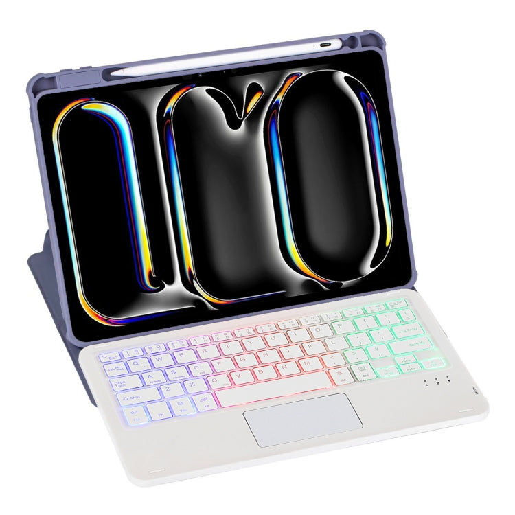 L13-AS 360 Rotation Acrylic Transparent Bluetooth Keyboard Leather Case With Touch Control / Backlight, L13-AS