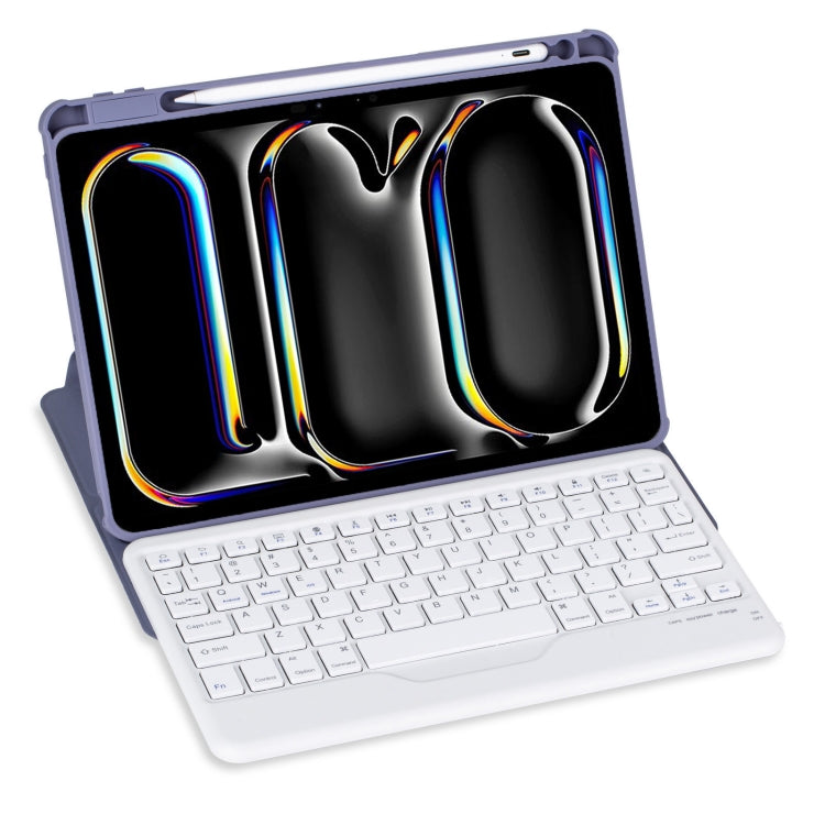 L13-B 360 Rotation Acrylic Transparent Bluetooth Keyboard Leather Case