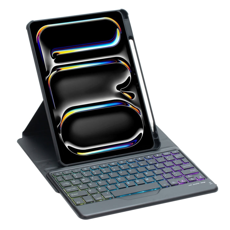 L13-BS 360 Rotation Acrylic Transparent Bluetooth Keyboard Leather Case with Backlight