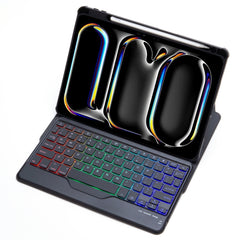 L13-BS 360 Rotation Acrylic Transparent Bluetooth Keyboard Leather Case with Backlight