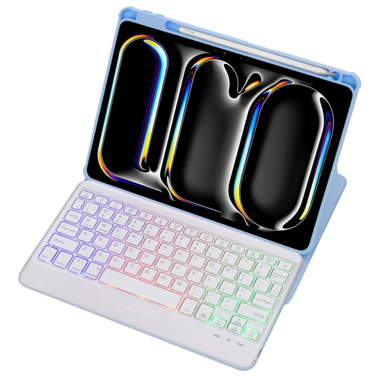 L13-BS 360 Rotation Acrylic Transparent Bluetooth Keyboard Leather Case with Backlight