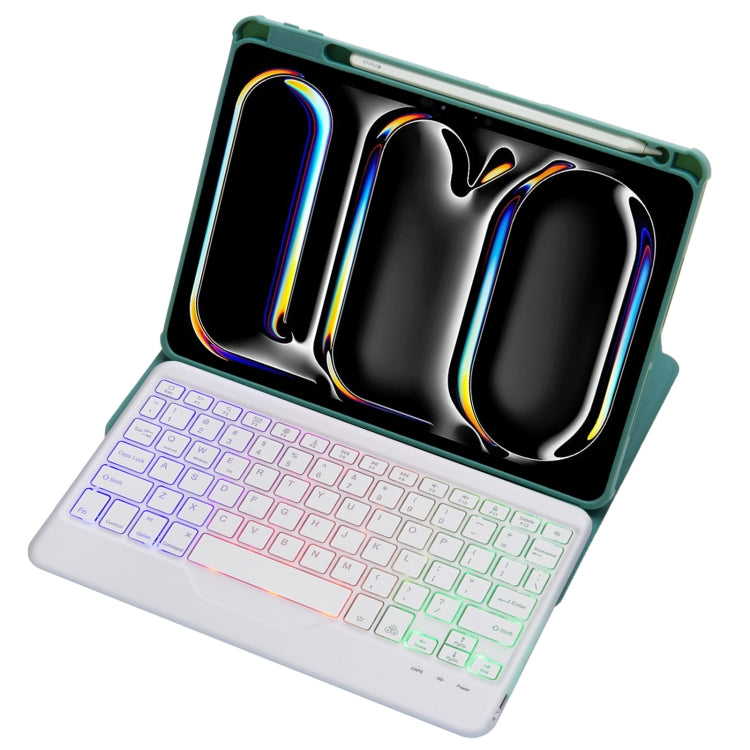 L13-BS 360 Rotation Acrylic Transparent Bluetooth Keyboard Leather Case with Backlight