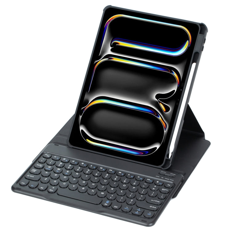 YL13 360 Rotation Acrylic Transparent Round Keycap Bluetooth Keyboard Leather Case, YL13