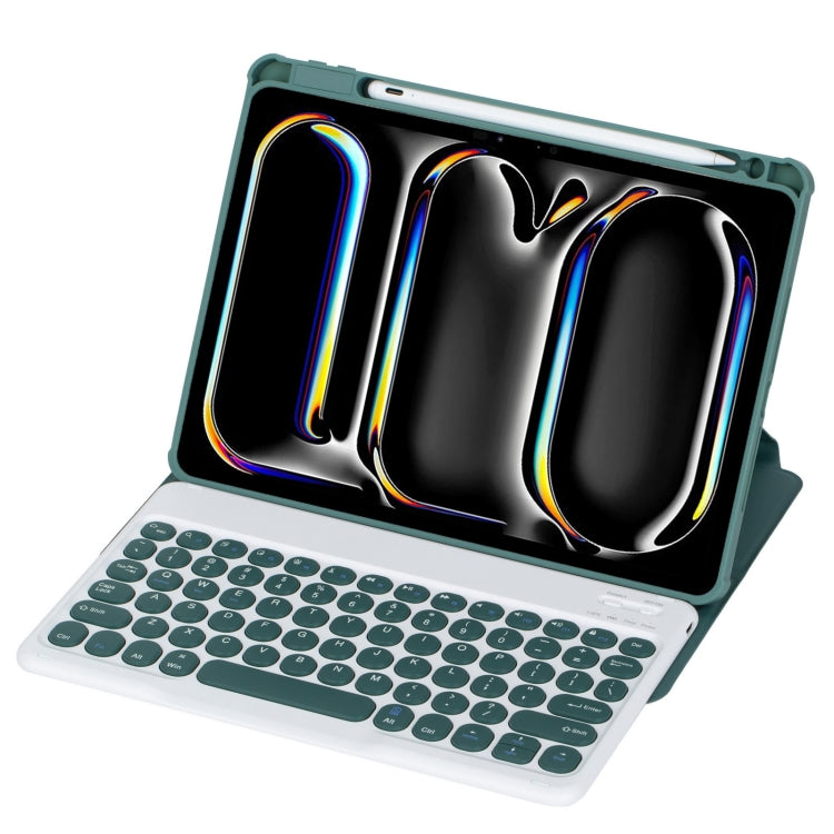 YL13 360 Rotation Acrylic Transparent Round Keycap Bluetooth Keyboard Leather Case, YL13