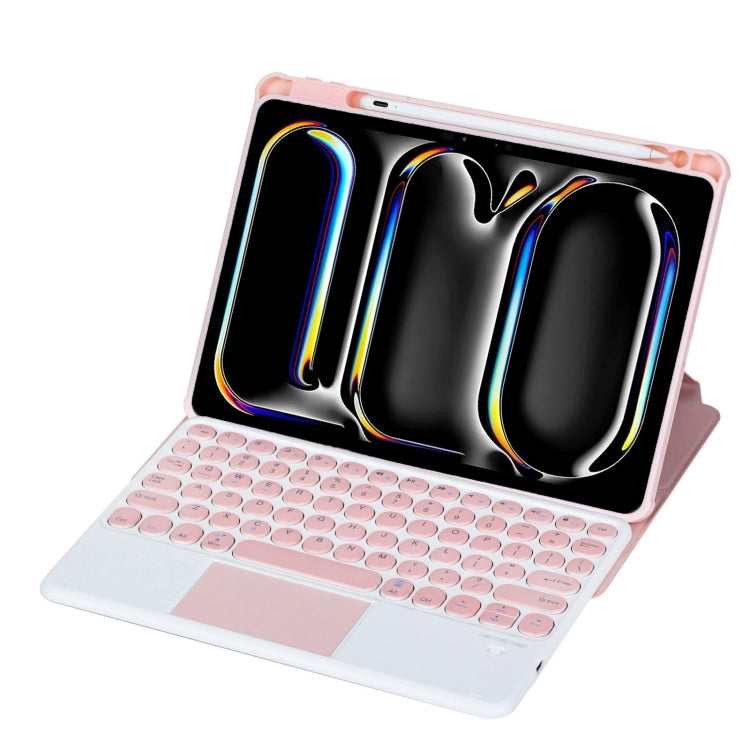 YL13-A 360 Rotation Acrylic Transparent Round Keycap Bluetooth Keyboard Leather Case With Touch Control