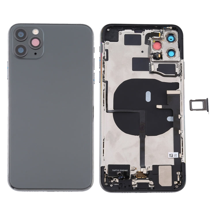 Battery Back Cover Assembly (with Side Keys & Power Button + Volume Button Flex Cable & Wireless Charging Module & Motor & Charging Port & Speaker Ringer Buzzer & Card Tray & Camera Lens Cover) for iPhone 11 Pro