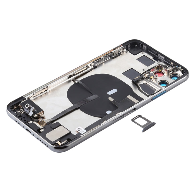 Battery Back Cover Assembly (with Side Keys & Power Button + Volume Button Flex Cable & Wireless Charging Module & Motor & Charging Port & Speaker Ringer Buzzer & Card Tray & Camera Lens Cover) for iPhone 11 Pro