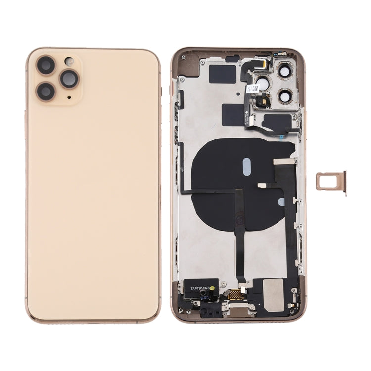 Battery Back Cover Assembly (with Side Keys & Power Button + Volume Button Flex Cable & Wireless Charging Module & Motor & Charging Port & Speaker Ringer Buzzer & Card Tray & Camera Lens Cover) for iPhone 11 Pro