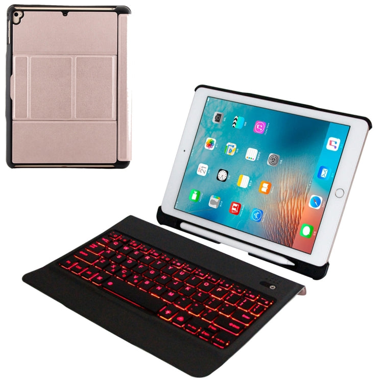 T-201D Detachable Bluetooth 3.0 Ultra-thin Keyboard + Lambskin Texture Leather Tablet Case for iPad Air / Air 2 / iPad Pro 9.7 inch, Support Multi-angle Adjustment / Backlight