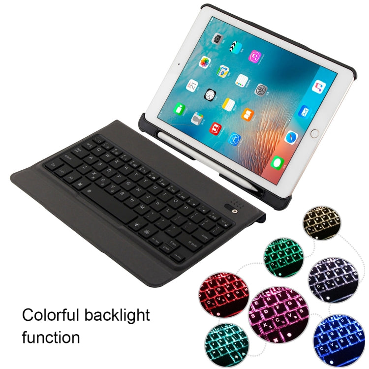 T-201D Detachable Bluetooth 3.0 Ultra-thin Keyboard + Lambskin Texture Leather Tablet Case for iPad Air / Air 2 / iPad Pro 9.7 inch, Support Multi-angle Adjustment / Backlight