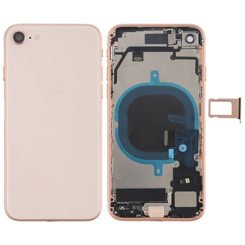 Battery Back Cover Assembly with Side Keys & Vibrator & Speaker Ringer Buzzer & Power Button + Volume Button Flex Cable & Card Tray for iPhone 8