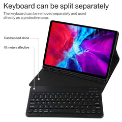 TG11B Detachable Bluetooth Black Keyboard + Microfiber Leather Tablet Case for iPad Pro 11 inch (2020), with Pen Slot & Holder