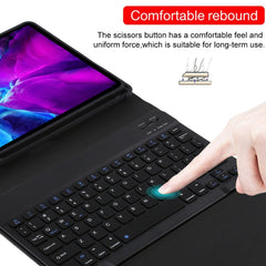 TG11B Detachable Bluetooth Black Keyboard + Microfiber Leather Tablet Case for iPad Pro 11 inch (2020), with Pen Slot & Holder