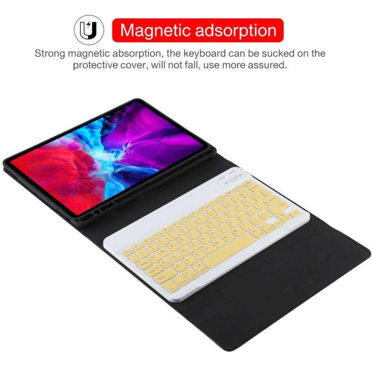 TG11B Detachable Bluetooth Yellow Keyboard + Microfiber Leather Tablet Case for iPad Pro 11 inch (2020), with Pen Slot & Holder