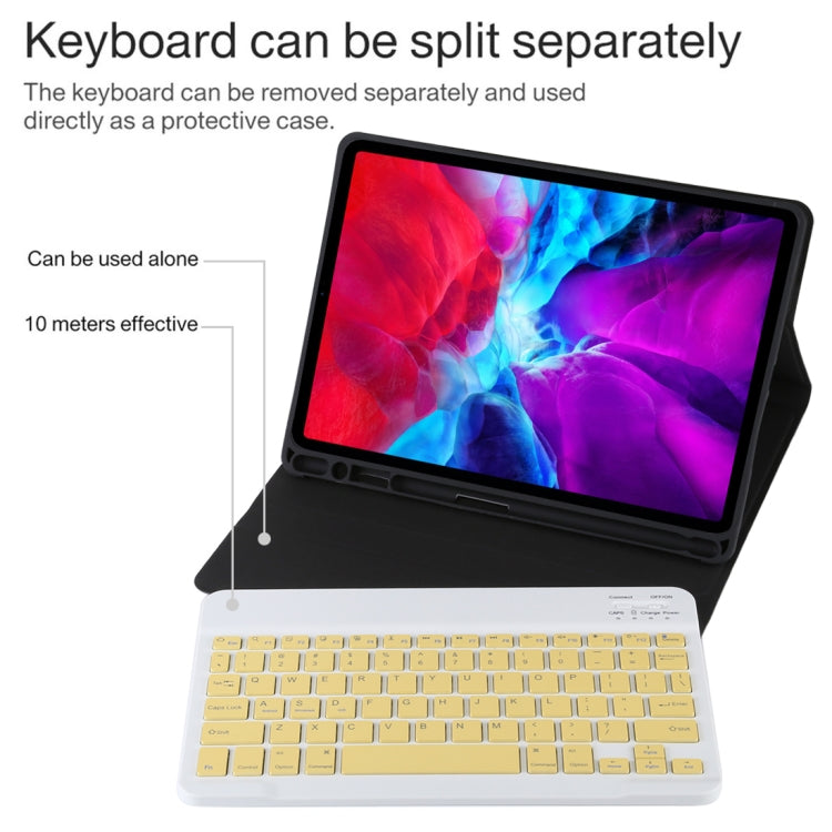 TG11B Detachable Bluetooth Yellow Keyboard + Microfiber Leather Tablet Case for iPad Pro 11 inch (2020), with Pen Slot & Holder