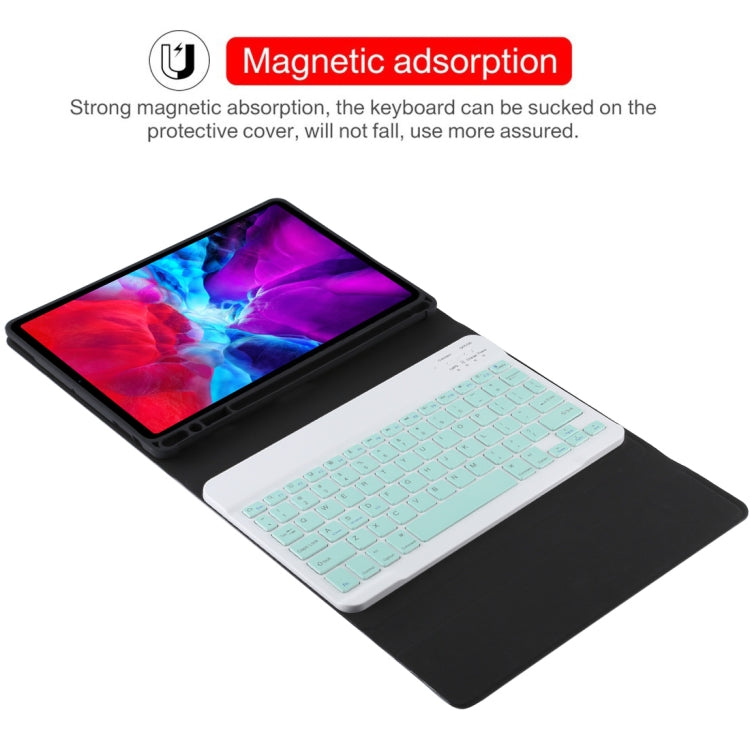 TG11B Detachable Bluetooth Green Keyboard + Microfiber Leather Tablet Case for iPad Pro 11 inch (2020), with Pen Slot & Holder