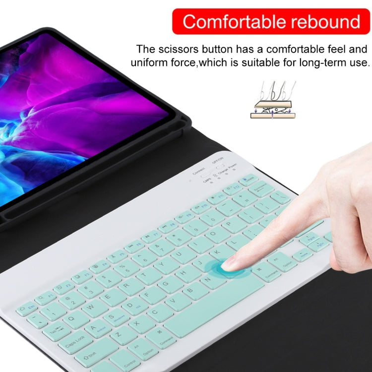 TG11B Detachable Bluetooth Green Keyboard + Microfiber Leather Tablet Case for iPad Pro 11 inch (2020), with Pen Slot & Holder