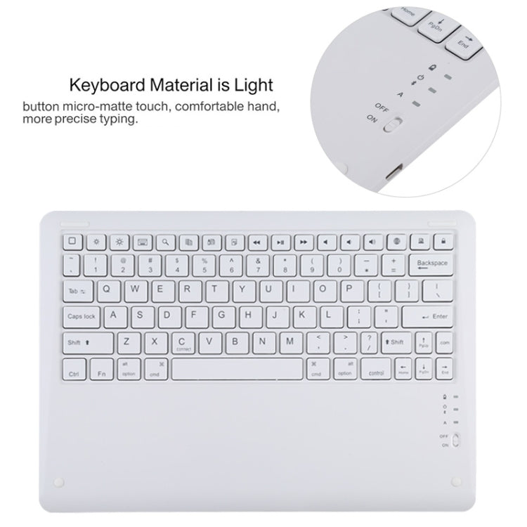 T129 Detachable Bluetooth White Keyboard Microfiber Leather Tablet Case for iPad Pro 12.9 inch (2020), with Holder