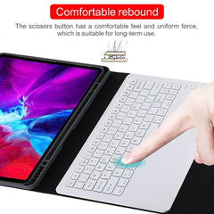 T129 Detachable Bluetooth White Keyboard Microfiber Leather Tablet Case for iPad Pro 12.9 inch (2020), with Holder