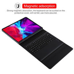 T129 Detachable Bluetooth Black Keyboard Microfiber Leather Tablet Case for iPad Pro 12.9 inch (2020), with Holder