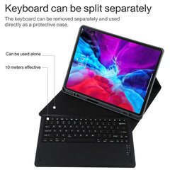 T129 Detachable Bluetooth Black Keyboard Microfiber Leather Tablet Case for iPad Pro 12.9 inch (2020), with Holder