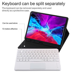 TG11BC Detachable Bluetooth White Keyboard Microfiber Leather Tablet Case for iPad Pro 11 inch (2020), with Touchpad & Pen Slot & Holder