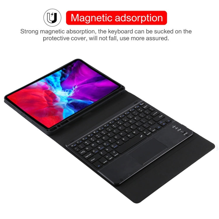 TG11BC Detachable Bluetooth Black Keyboard Microfiber Leather Tablet Case for iPad Pro 11 inch (2020), with Touchpad & Pen Slot & Holder