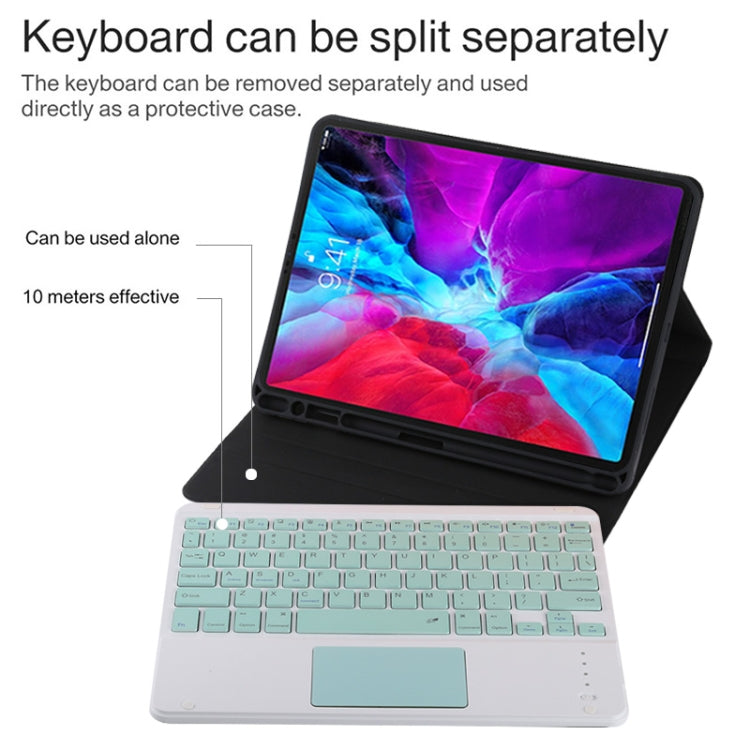 TG11BC Detachable Bluetooth Green Keyboard Microfiber Leather Tablet Case for iPad Pro 11 inch (2020), with Touchpad & Pen Slot & Holder