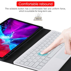 TG11BCS Detachable Bluetooth White Keyboard Microfiber Leather Tablet Case for iPad Pro 11 inch (2020), with Backlight & Touchpad & Pen Slot & Holder