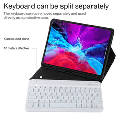 TG11BS Detachable Bluetooth White Keyboard Microfiber Leather Tablet Case for iPad Pro 11 inch (2020), with Backlight & Pen Slot & Holder