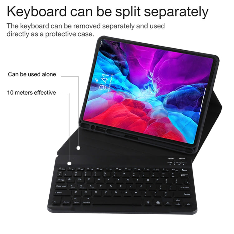 TG11BS Detachable Bluetooth Black Keyboard + Microfiber Leather Tablet Case for iPad Pro 11 inch (2020), with Backlight & Pen Slot & Holder