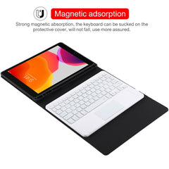 TG-102BCS Detachable Bluetooth White Keyboard + Microfiber Leather Tablet Case for iPad 10.2 inch / iPad Air (2019), with Touch Pad & Backlight & Pen Slot & Holder