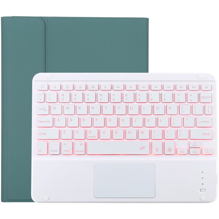 TG-102BCS Detachable Bluetooth White Keyboard + Microfiber Leather Tablet Case for iPad 10.2 inch / iPad Air (2019), with Touch Pad & Backlight & Pen Slot & Holder