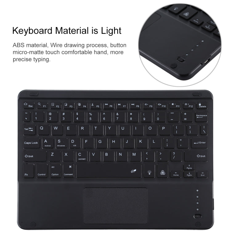 TG-102BCS Detachable Bluetooth Black Keyboard + Microfiber Leather Tablet Case for iPad 10.2 inch / iPad Air (2019), with Touch Pad & Backlight & Pen Slot & Holder