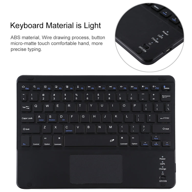 TG-102BC Detachable Bluetooth Black Keyboard + Microfiber Leather Tablet Case for iPad 10.2 inch / iPad Air (2019), with Touch Pad & Pen Slot & Holder