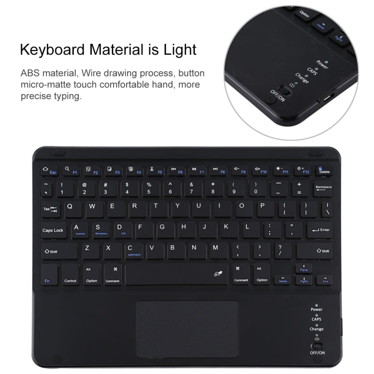 TG97BC Detachable Bluetooth Black Keyboard + Microfiber Leather Tablet Case for iPad 9.7 inch, with Touch Pad & Pen Slot & Holder