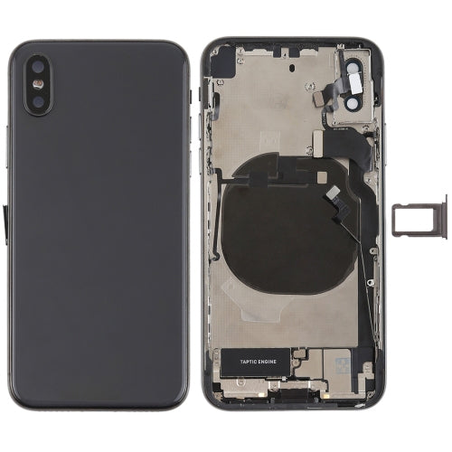 Battery Back Cover Assembly with Side Keys & Vibrator & Speaker Ringer Buzzer & Power Button + Volume Button Flex Cable & Card Tray & Battery Adhesive for iPhone X