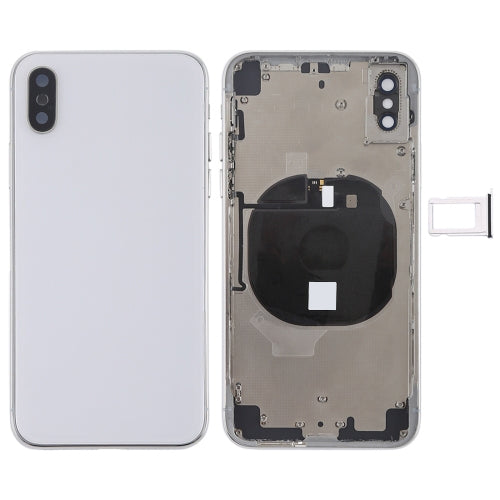 Battery Back Cover Assembly with Side Keys & Wireless Charging Module & Volume Button Flex Cable & Card Tray for iPhone X