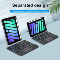 T06-AS For iPad mini6 / mini 7 Touch Backlight Split Type Bluetooth Keyboard Leather Case