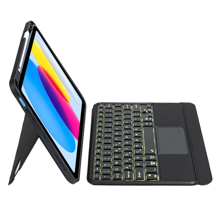 T10-AS For iPad 10th Gen 10.9 2022 Touch Backlight Split Type Bluetooth Keyboard Leather Case